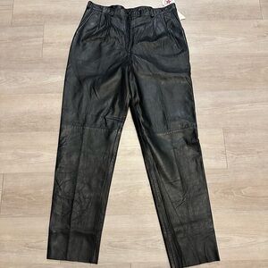 Vintage 90s Reed Sportswear Black Leather High Waist Straight Pants NWT